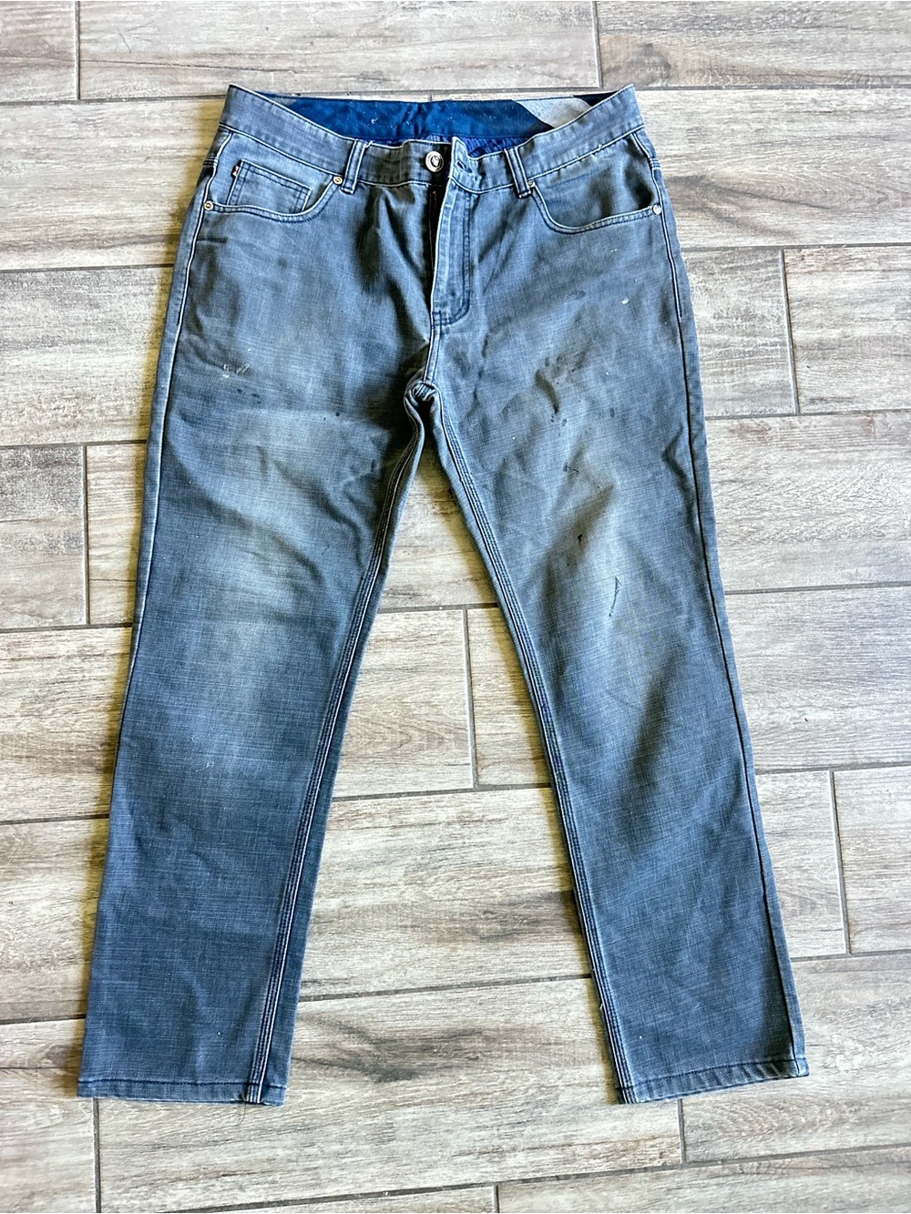 Burberry Men’s Slim Straight Jeans in Washed Blue-Gray